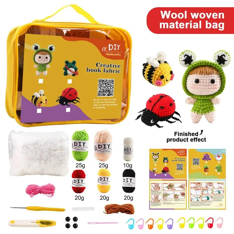 

Crochet Kits Crochet Hook Kit With Storage Bag DIY Needle Arts Craft Scissors Markers Sewing Tools Weaving Knitting Needles Set