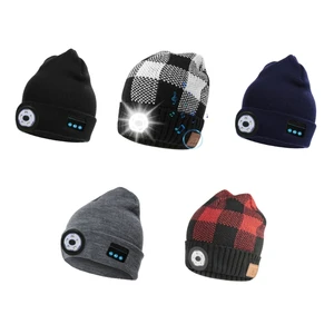 Beanie Hat with Light Gifts for Men Women 5 LED Music Hats USB Rechargeable