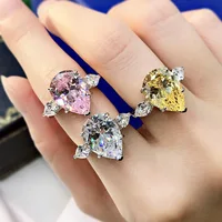 14K Au585 White Gold Women's Wedding Engagement Ring 1 2 3 4 5 Carat Drop Pear White/Yellow/Pink Moissanite Diamond Ring