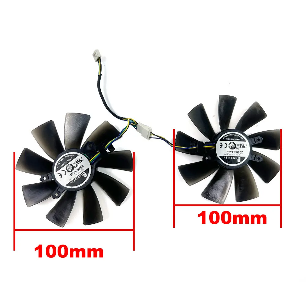 Пара сменных охлаждающих вентиляторов для видеокарты PNY GeForce RTX 3070 UPRISING с двумя вентиляторами - 9-лопастные, 100 мм, 4-контактные, PWM, ECOTHERM GFY (art.: 3920d939def4e) - 3920d939def4e