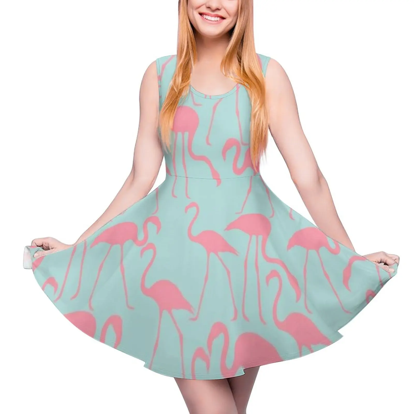 

Cool Birds Print Dress Cool Flamingos Kawaii Dresses High Waist Casual Skate Dress Women Pattern Vestido Birthday Gift