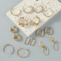 bohemian stainless steel women stud earrings vintage zircon earrings buckle fashion geometric jewelry accessories gifts 2pcs