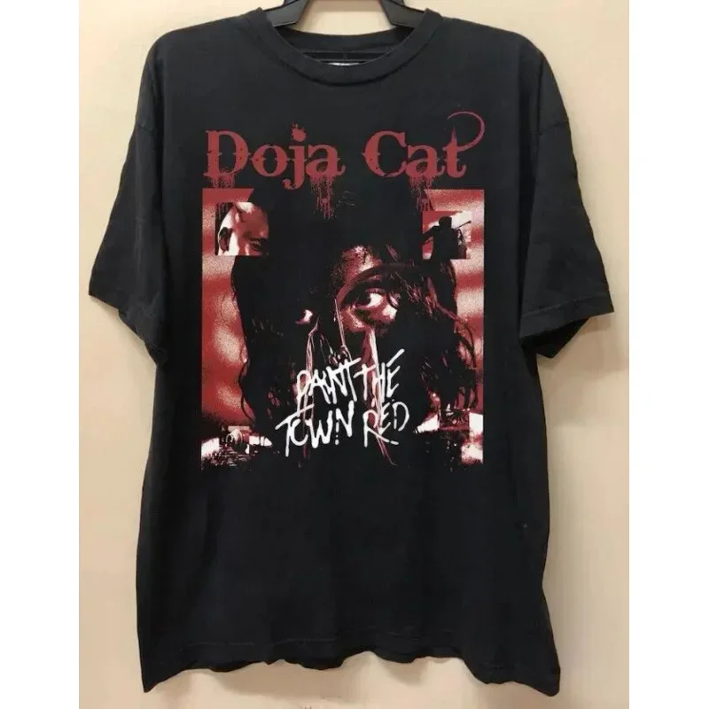 Винтажная рубашка Doja с изображением кота Красная футболка графическим рисунком