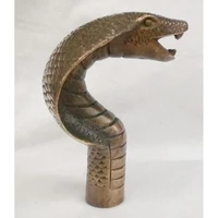 copper statue chinese old bronze hand carved cobra statue cane walking sti head fast shipping