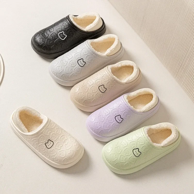 Зимние теплые удобные водонепроницаемые женские тапочки