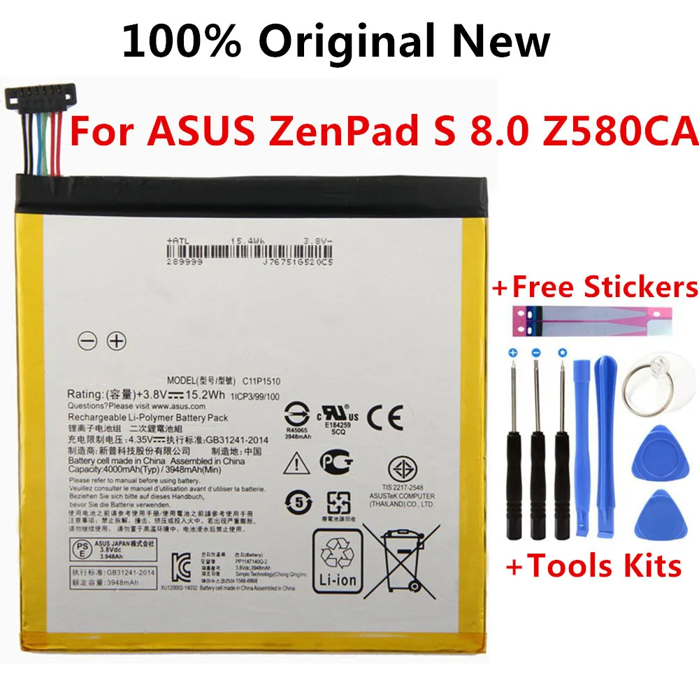 

Original New C11P1510 Tablet Battery For ASUS ZenPad S 8.0 Z580CA 4000mAh Batteries Bateria+Tools Kits