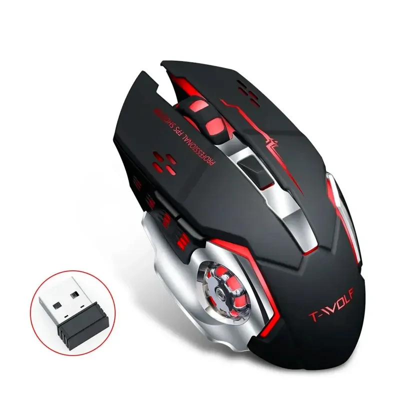 

Wireless Rechargeable Mouse 2400DPI Bluetooth 5.0+2.4G Dual Mode 4 Buttons Home Office with LED Backlit for Laptop PC Notebooks