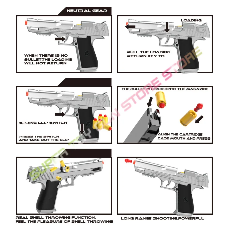 SilveryDesert Eagle-автоматический игрушечный пистолет для игр на открытом воздухе