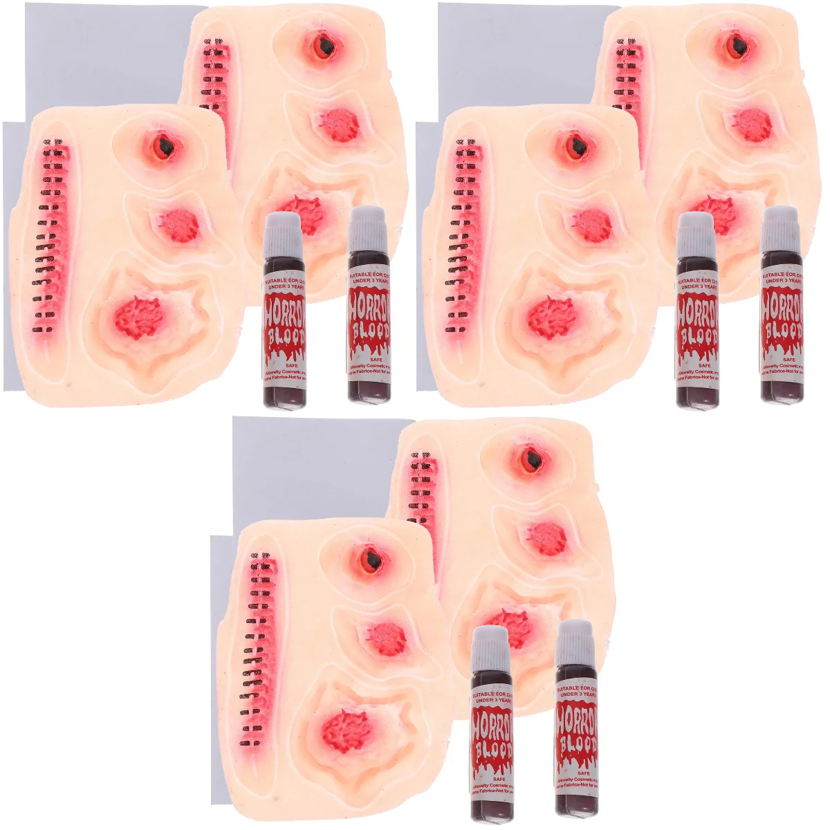 

6 pcs Halloween 3D Horrible Wound Latex Stickers Make Up Blood Injury Temporary Body Stickers Wound Realistic Blood Scar