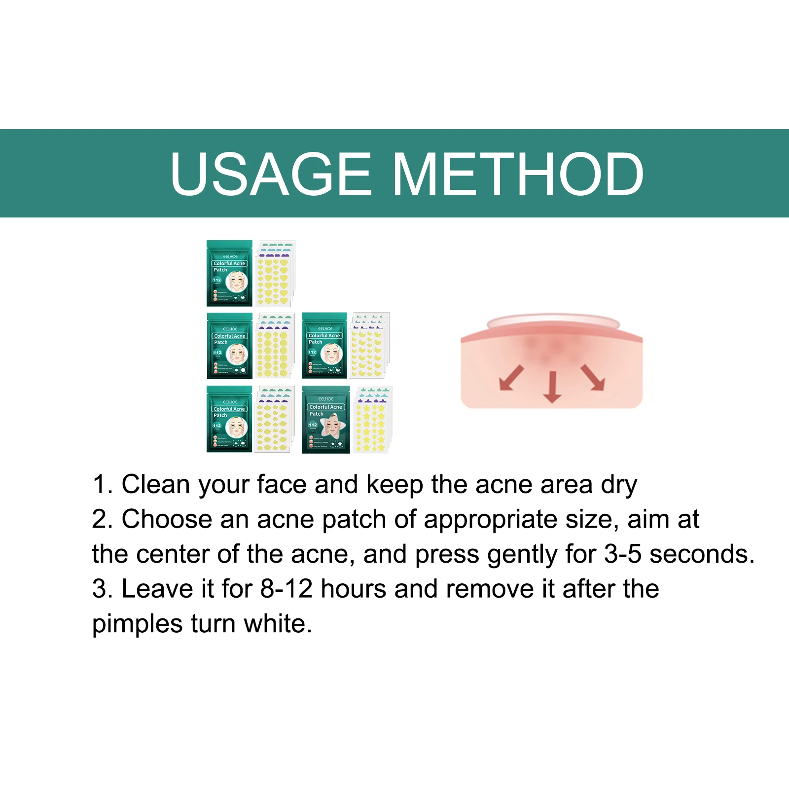 112 шт. водонепроницаемые разноцветные пластыри от прыщей и