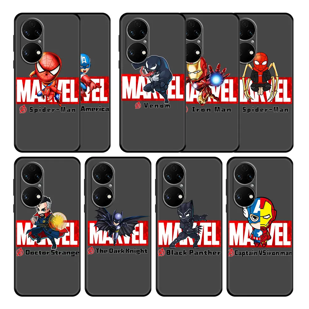 

Cell Casing Coque Soft Case Funda for Huawei P50 9 SE P40 Lite Nova 5T P20 Pro P30 2019 E Y6 P Smart Z Marvel Captain America