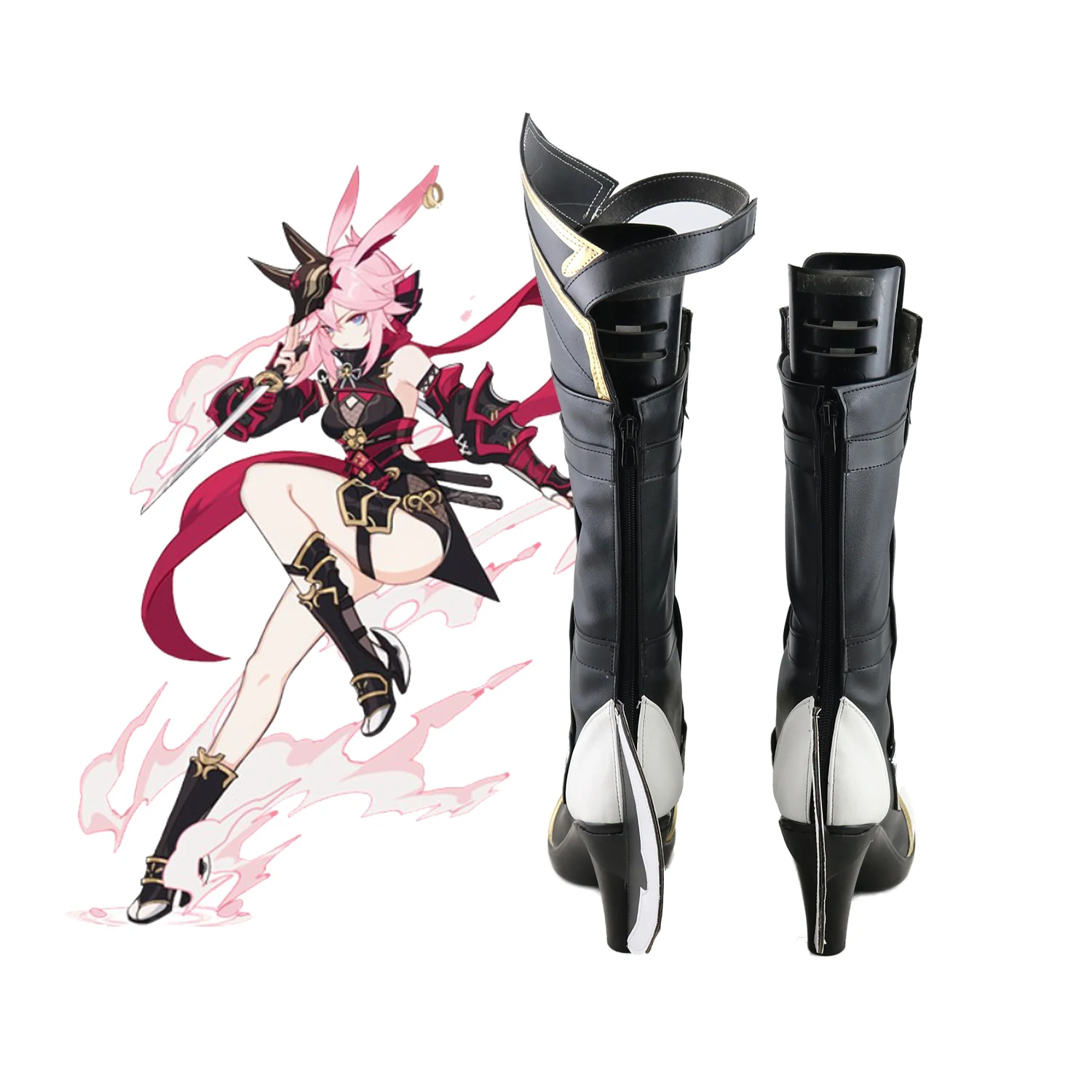 Игра Honkai Impact 3 Yae Sakura Cosplay Shoes из искусственной кожи Хэллоуин Карнавальная обувь Prop