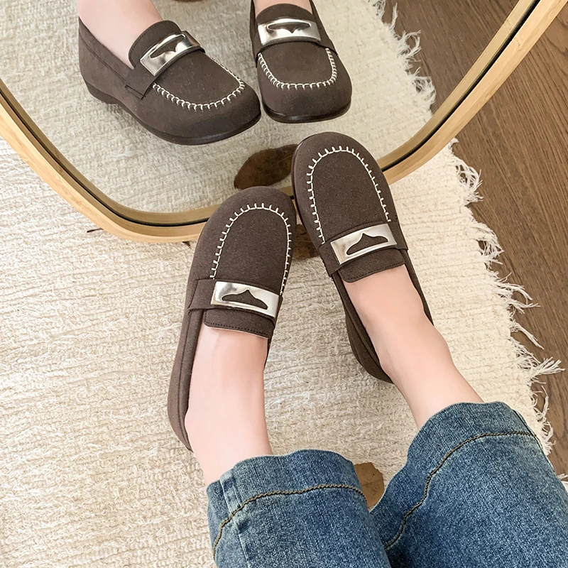 Европейская и американская замшевая женская обувь 2024 осень зима новые