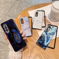 lens protection glass color painting marbling luxury brand phone case for samsung galaxy z fold3 5g shell fall prevention cover