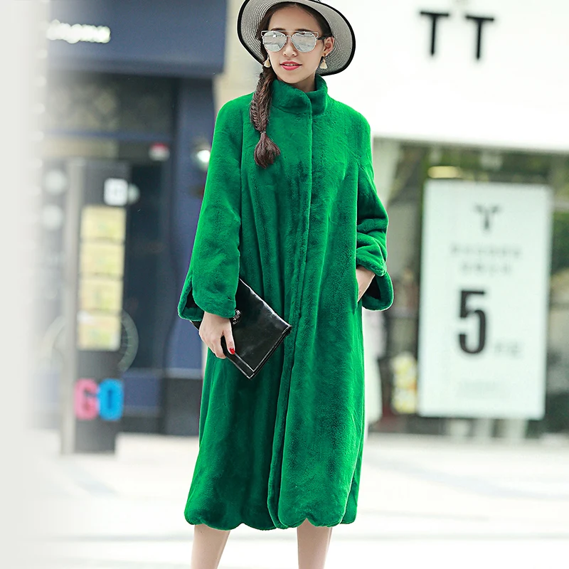 

Winter New Large Size Women's Fur Coat Long Women's Long Sleeve Loose Korean Style Imitate Rex Rabbit Fur Overcoat Plump Girls