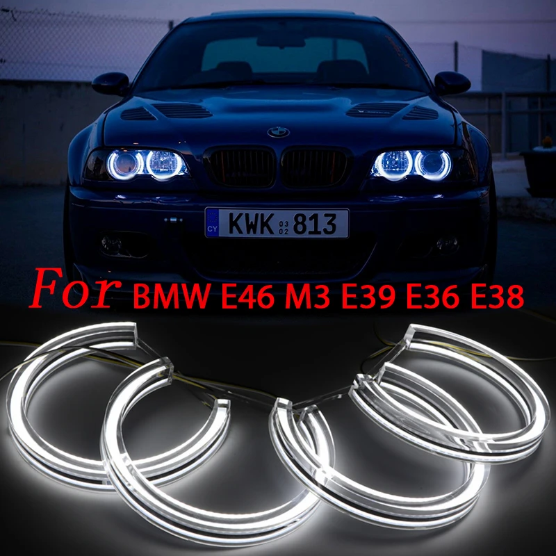 

Crystal LED Angel Eyes For BMW E46 M3 E38 E39 E36 Xenon Headlight Tuning DTM Style Halo Rings DRL Daytime Light Retrofit 131mmx4