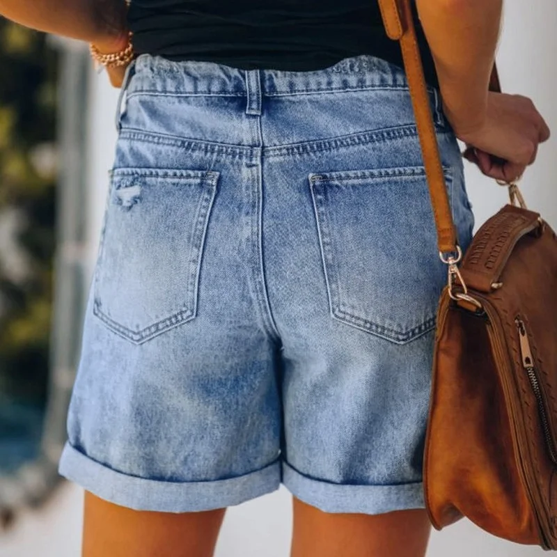 2023 Summer Plus Size Denim Shorts Women Clothing Casual Loose Elastic High Waist Wide Leg Straight Short Jeans Streetwear