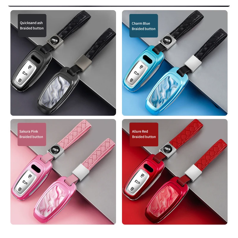 

2022 New Aluminum Alloy Car Remote Key Case Cover For Audi A3L A6 L A7 A8 Q7 Q8 Keychain Protective Shell Accessories
