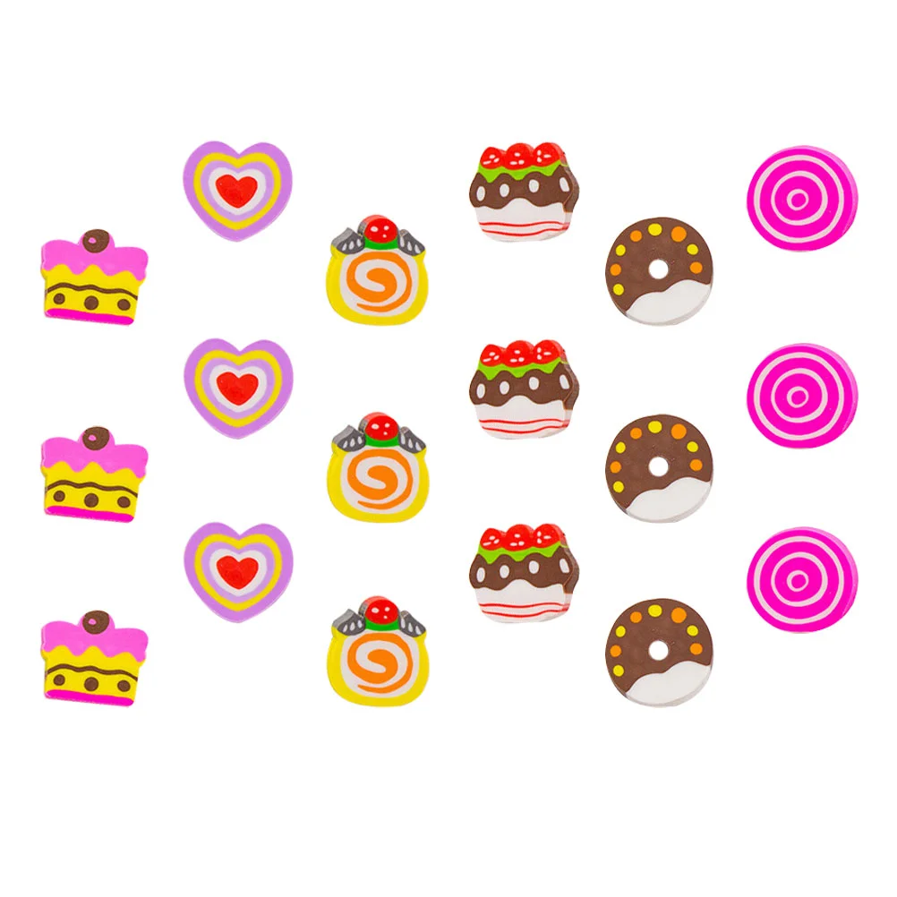 

18Pcs Dessert Elements Erasers Lovely Donut Cake Shaped Erasers Children Erasers