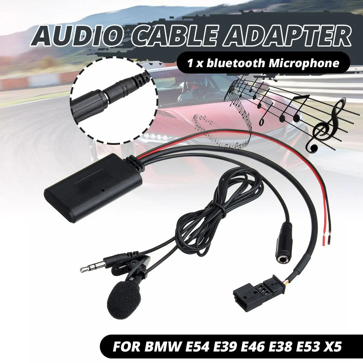 Adaptador de transmisión de música y Audio HD, Cable auxiliar y micrófono para BMW E54, E39, E46, E38, E53, X5, bluetooth 5,0
