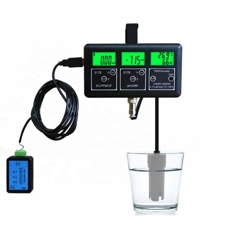 

PH Sensor Rs485 Ph Monitor 7 In 1 Digital PH/ EC/ Orp/ Tds/ % RH/CF/Temperature Test Meter Monitor for Fish Tank Swimming Pool