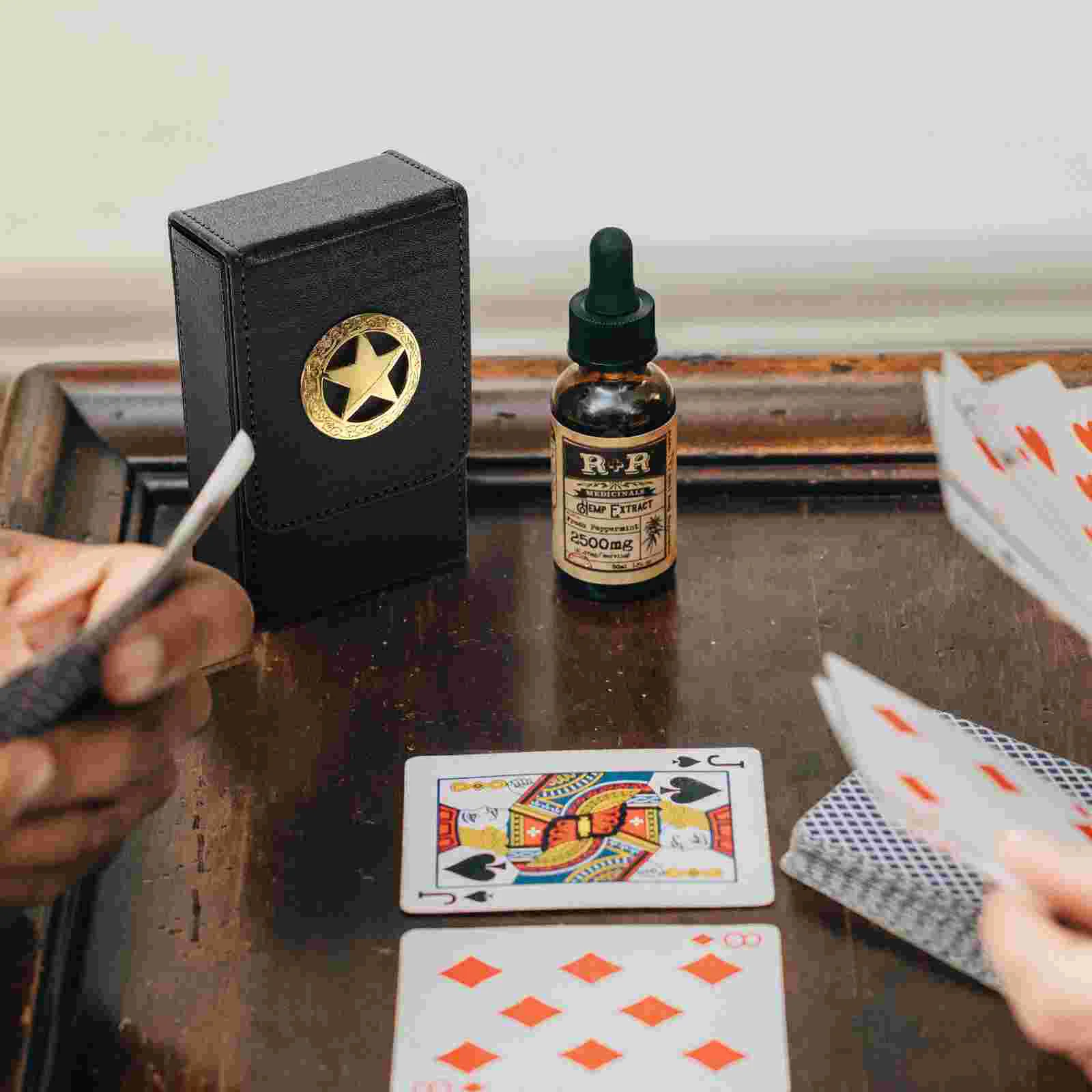 

Case Tarot Deck Box Holder Playing Tray Game Discard Storage Pu Holders Container Poker Organizer Carrying Business Gaming Board