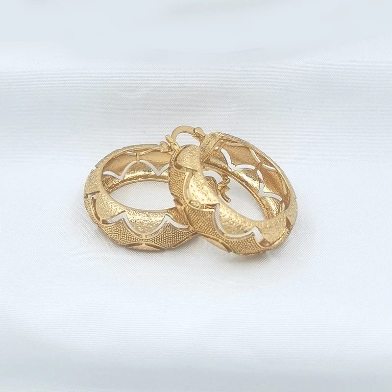 Круглые серьги-кольца для женщин позолоченные ювелирные украшения в итальянском