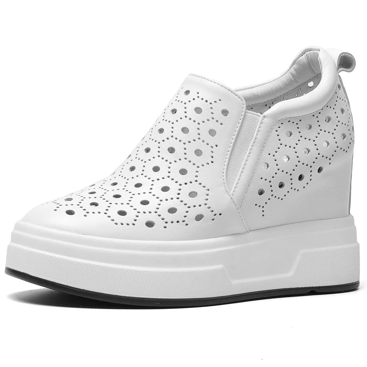 Fashion Sneakers Women Slip On Genuine Leather Wedges High Heel Ankle Boots Female Summer Round Toe Platform Pumps Casual Shoes