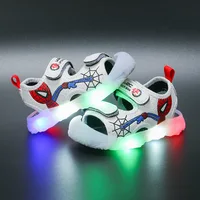 Disney Children's Led Light-up Sandals For Boys New Summer Girls Kids Shoes Soft Sole Baby Toddler Beach Shoes