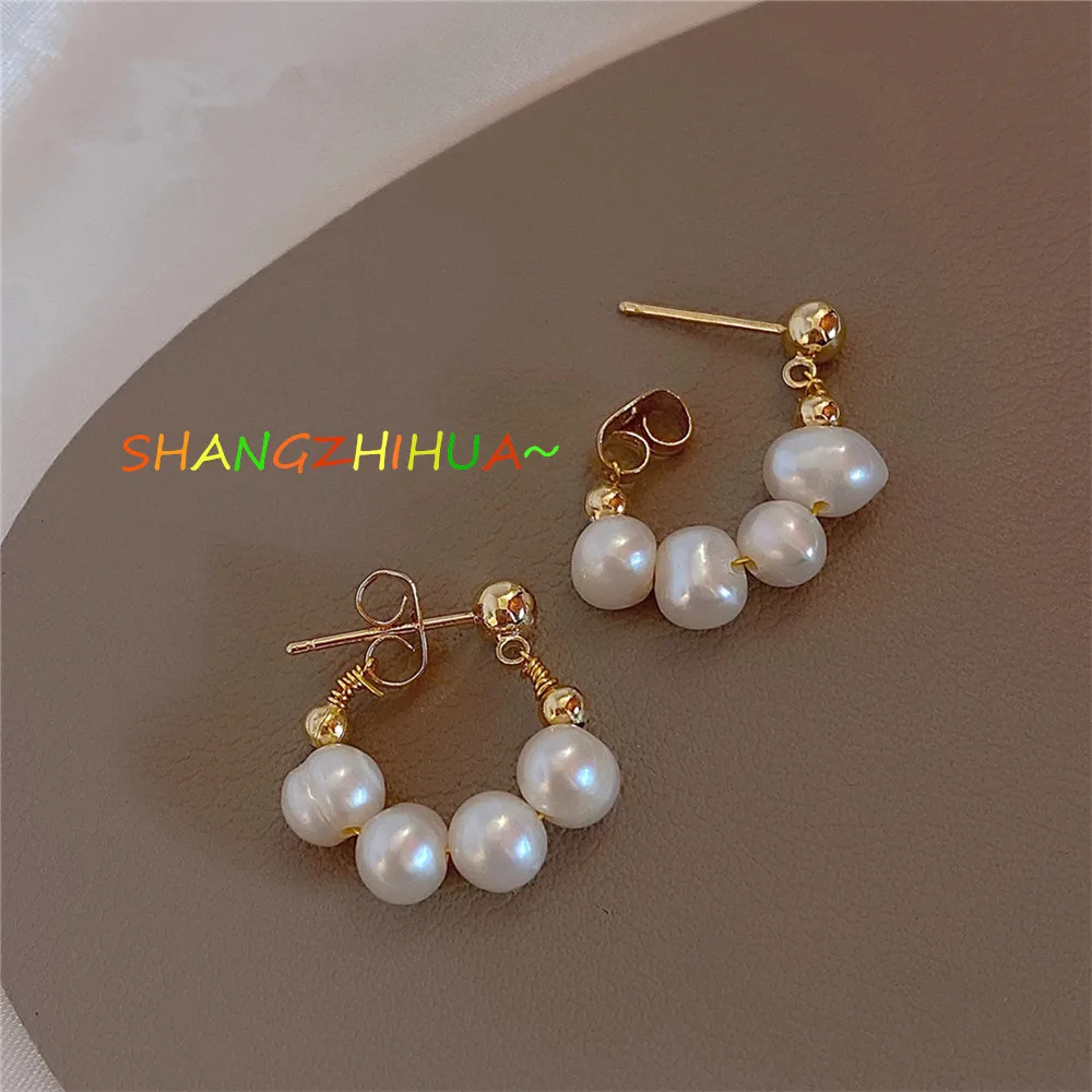 

2022 New Elegant Baroque Natural Freshwater Pearl Earrings Sweet Accessory Gift For Woman Girls at Korean Fashion Jewelry Party