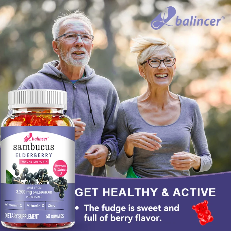 

Balincer Elderberry Gummies - with Zinc & Vitamin C - Helps Support The Immune System , Promotes A Healthy Rospiratory Systemt