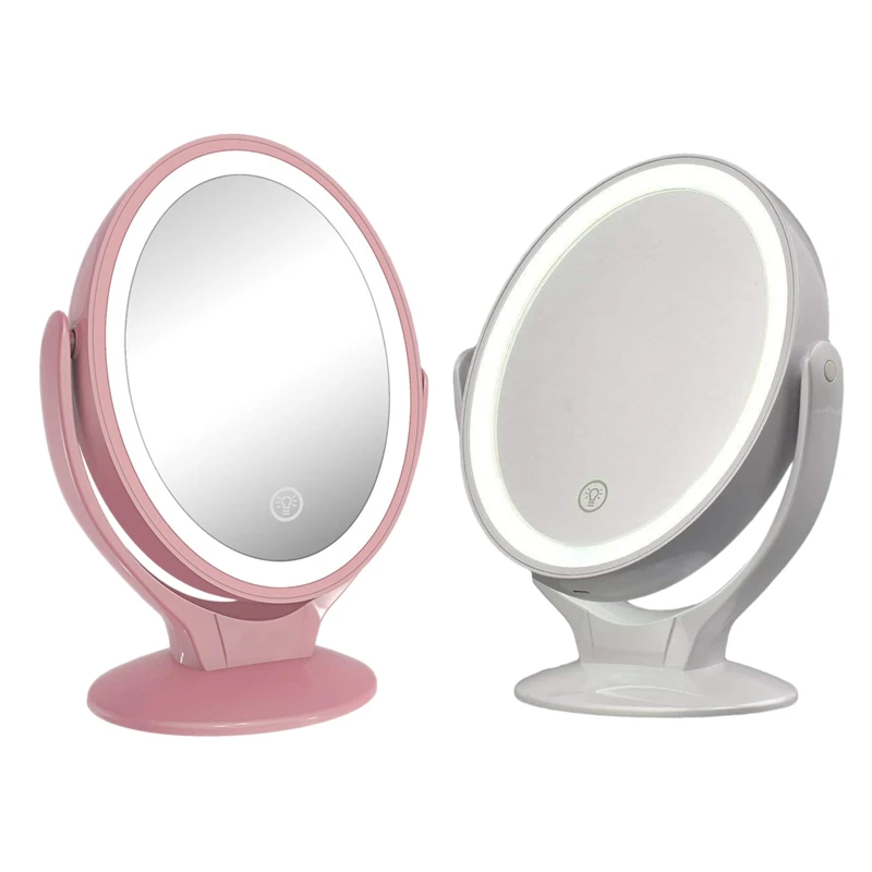 

Lighted Vanity Mirror USB 1X/7X Double Sided Magnifying Mirror with Dimmable Contact Screen Makeup Mirrors