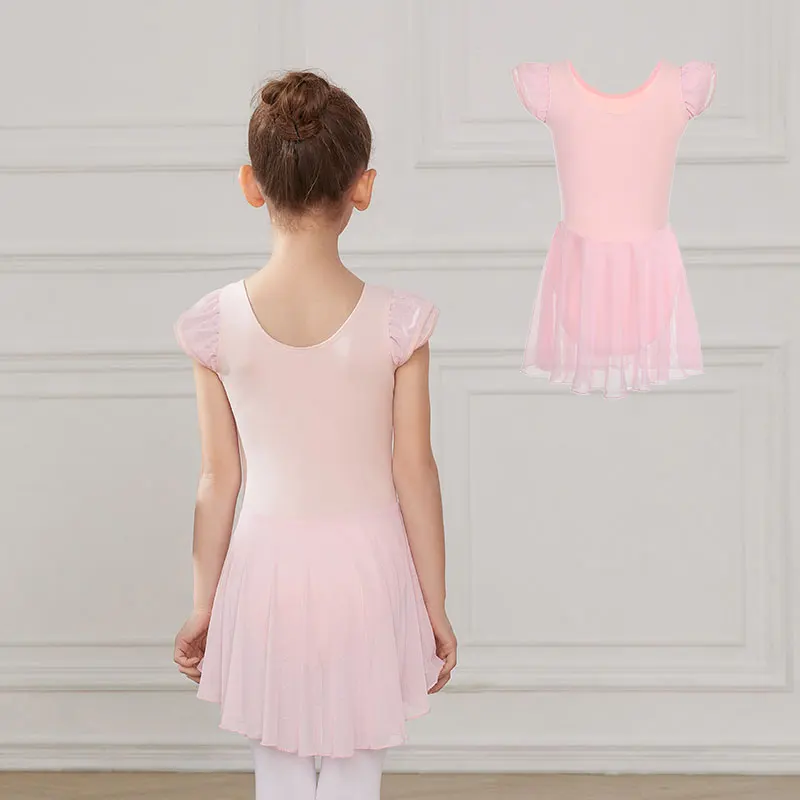 AOQUNFS Girls Ballet Dress Dance Leotards Tutu Ballet Kids Gymnastics Leotard Double Sleeve Ballet Ballerina Training Costumes