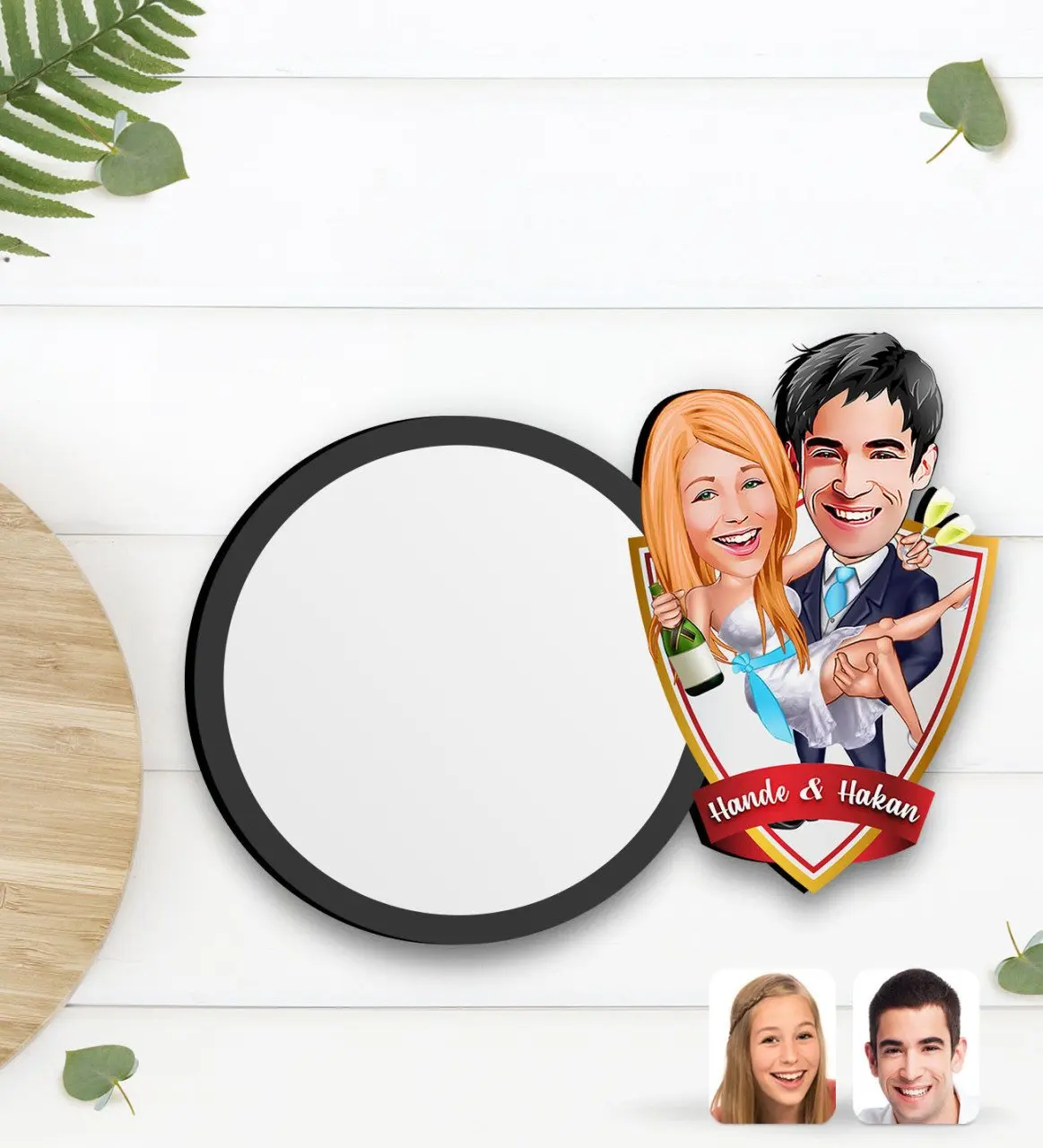 

Personalized Maried Caricature Of Wood Cup Altlığı-4
