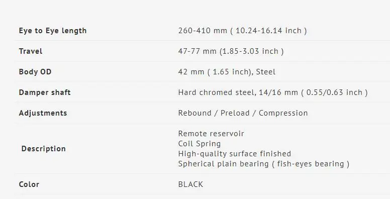 Задняя Амортизационная подвеска MT-BAG DNM 260-410 мм для кроссового питбайка