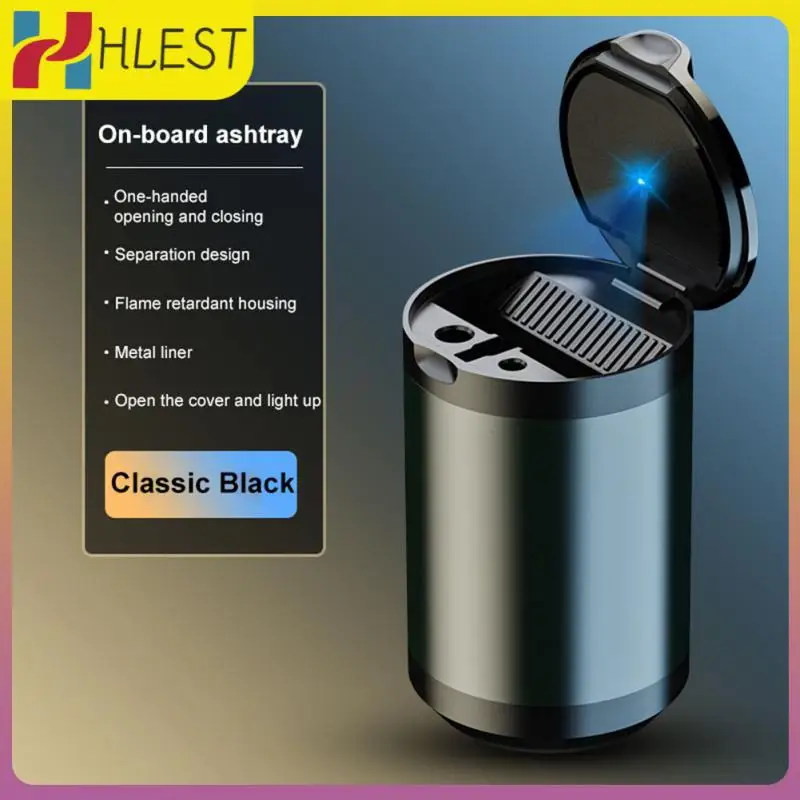 

Portable Durable Automatic Light Indicator Ashtray With Led Light Cigarette Ash Holds Cup Aluminum Smokeless Auto Ashtray