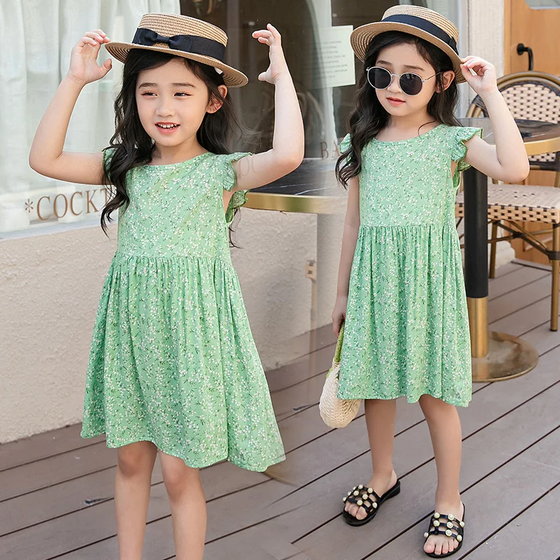 

New Summer Girls Clothes Cute Floral Print Baby Dresses 2022 Summer Holiday Toddler and Big Girls Dresses
