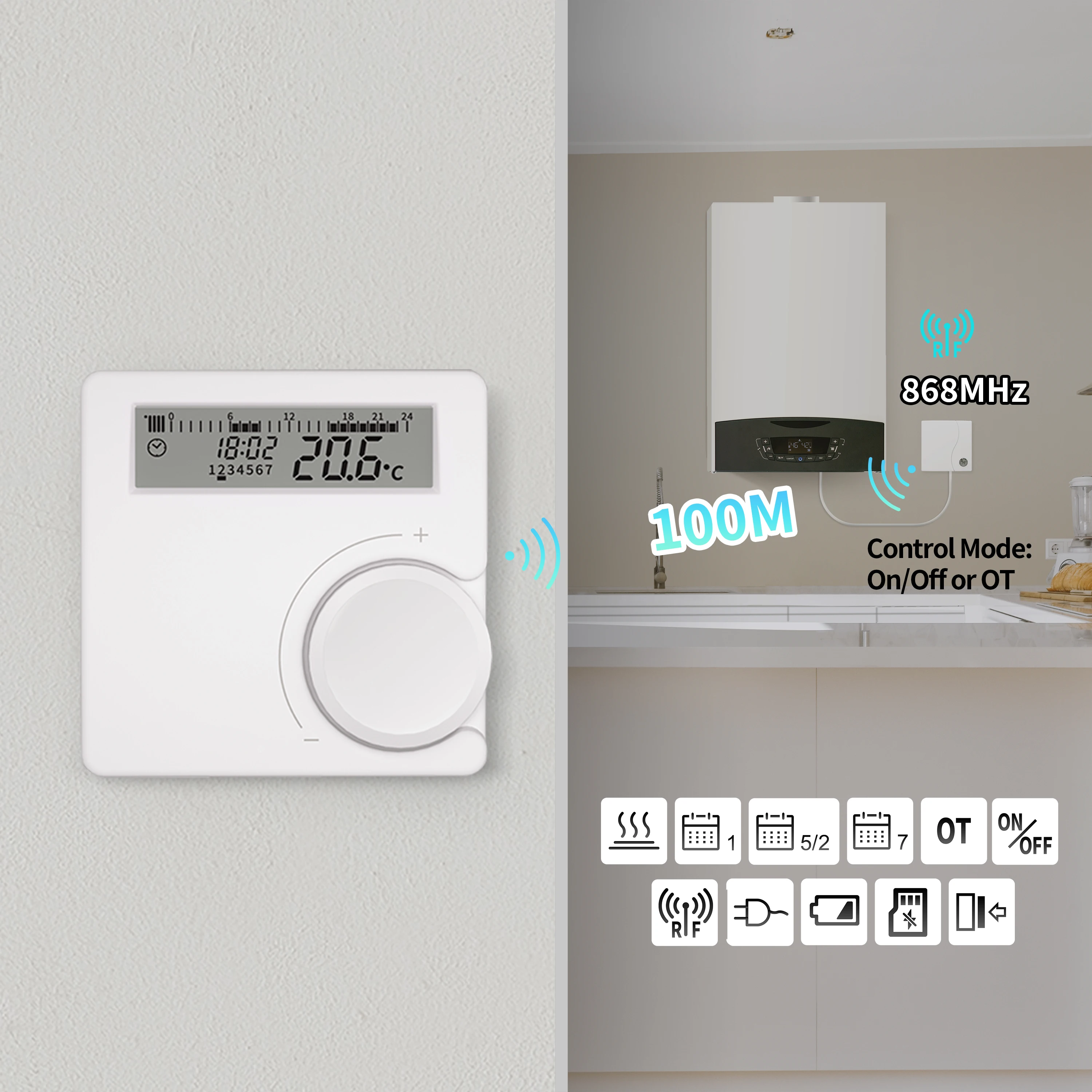 Беспроводной термостат Rti-Tek Opentherm для газового котла | AliExpress