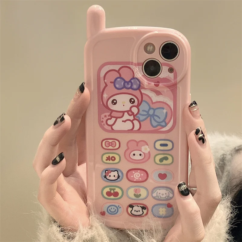 

14Pro Funny Pink Vintage Handphone Soft Case For iPhone13 12 11 12Pro Xsmax XR Xs TPU Full Cover Skinny Shell Protection