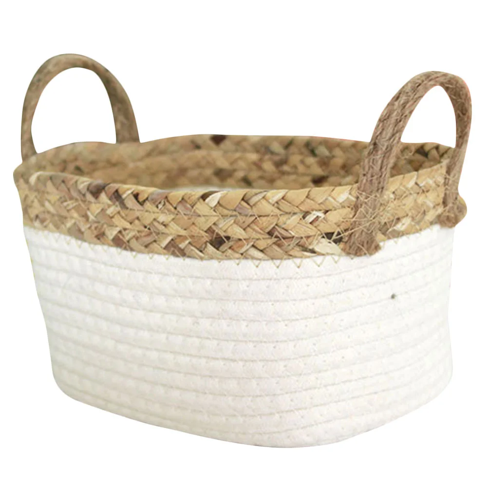 

Multi-use Convenient Handle Design Basket Sundry Storage Holder Cotton Rope Storage Basket for Home