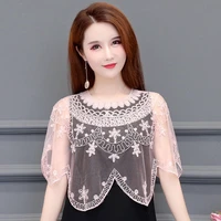 womens summer sequin shawl european american cloak coat short coat sunscreen versatile fashion lace outdoor leisure pink
