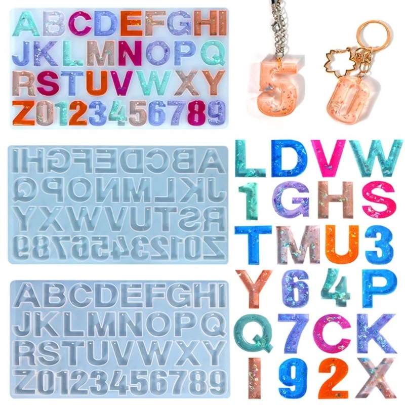 

652F Reversed Resin Casting Alphabet Mold,Number Letter Silicone Mold for Epoxy Resin Crafts,Resin Keychains,Earring Jewelry