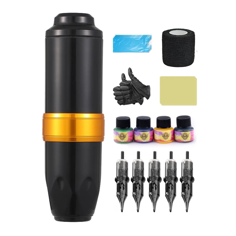 

Professional Tattoo Pen Complete Set Cartridge Beginner Tattoos Machine Needle Ink Kit For Body Art Tattoo Power Supplies