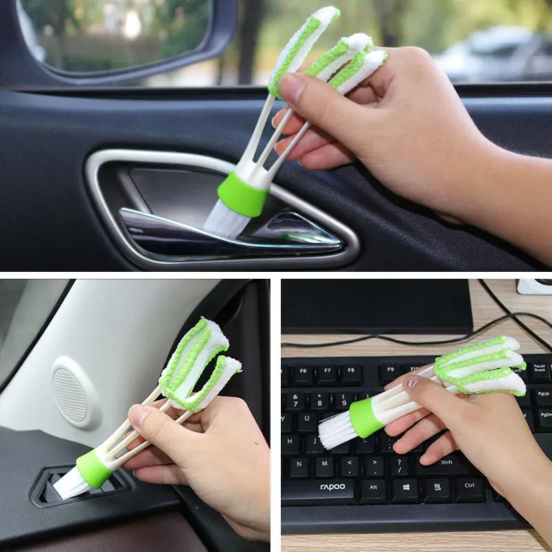 

Car Air Conditioning Outlet Cleaning Brush Dashboard Dust Brush Interior Cleaning Keyboard Blind Brushes Double Head Car Brushs