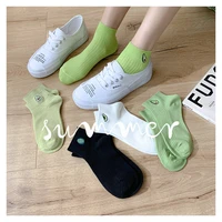 womens invisible socks avocado embroidered cotton comfort short low cut socks solid color summer thin casual socks breathable
