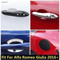 chrome carbon fiber accessories for alfa romeo giulia 2016 2020 door handle bowl frame fuel oil tank cap decoration cover trim