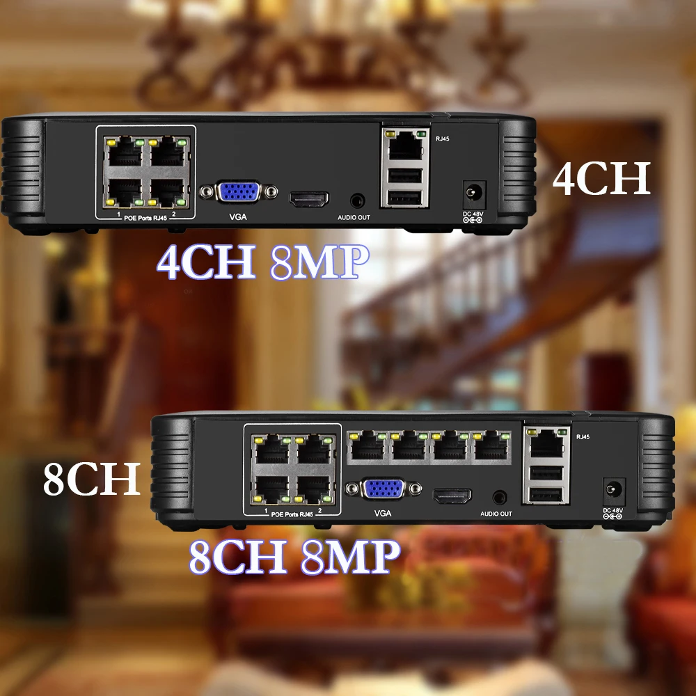 IP-камера системы видеонаблюдения H.265AI 4 канала 8 каналов 4K Мп 5 POE NVR FULL HD сетевой