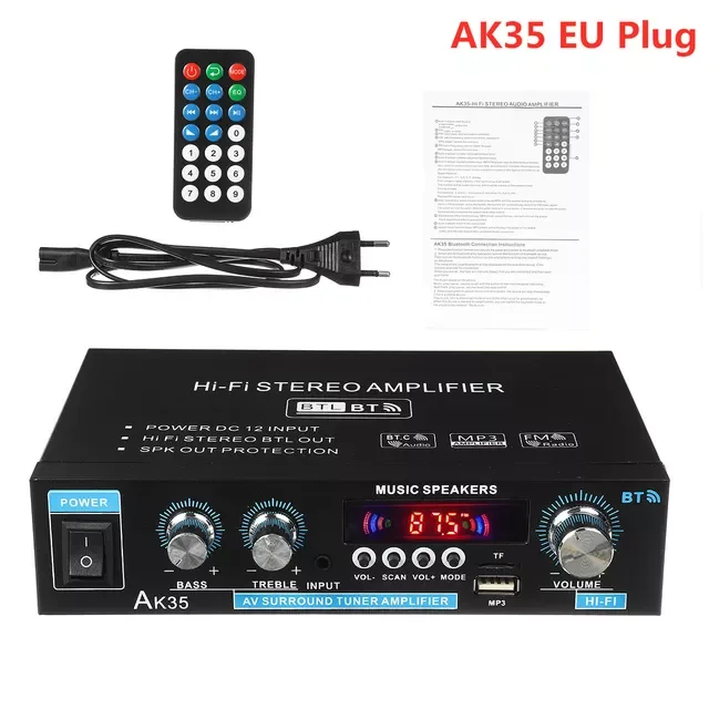 

Home Digital Amplifiers Audio 110-240V Bass Audio Power bluetooth Amplifier Hifi FM Auto Music Subwoofer Speakers