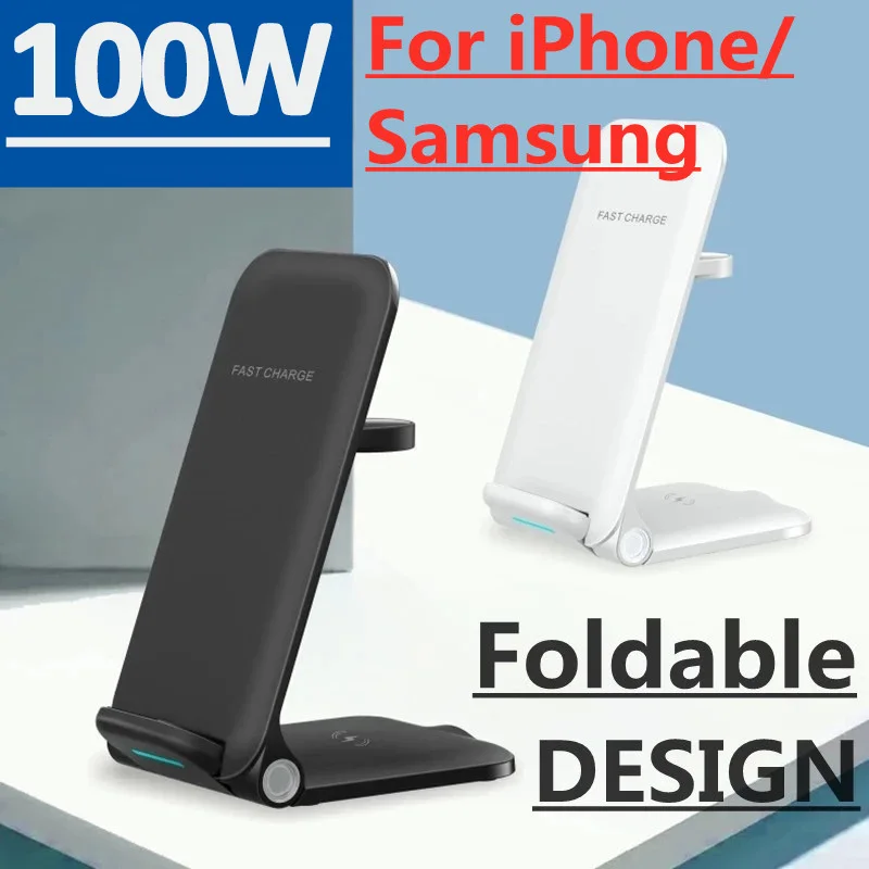 Беспроводное зарядное устройство 3 в 1 100 Вт подставка для iPhone 14 13 - Цена: 1197.49