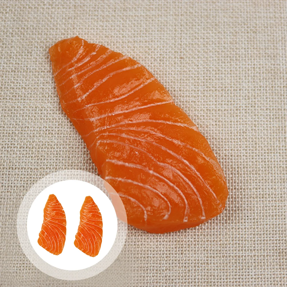 

Salmon Fake Meat Artificial Model Display Sushi Play Props Decor Prop Realisticfish Modelssimulationpretendkitchen Faux Japanese